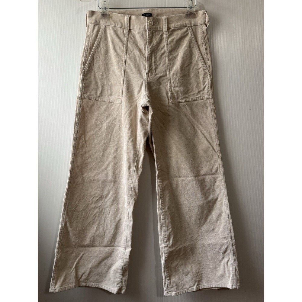 J Crew Pants Womens 27 Cream Wide Leg Corduroy Cotton Blend High Rise Preppy